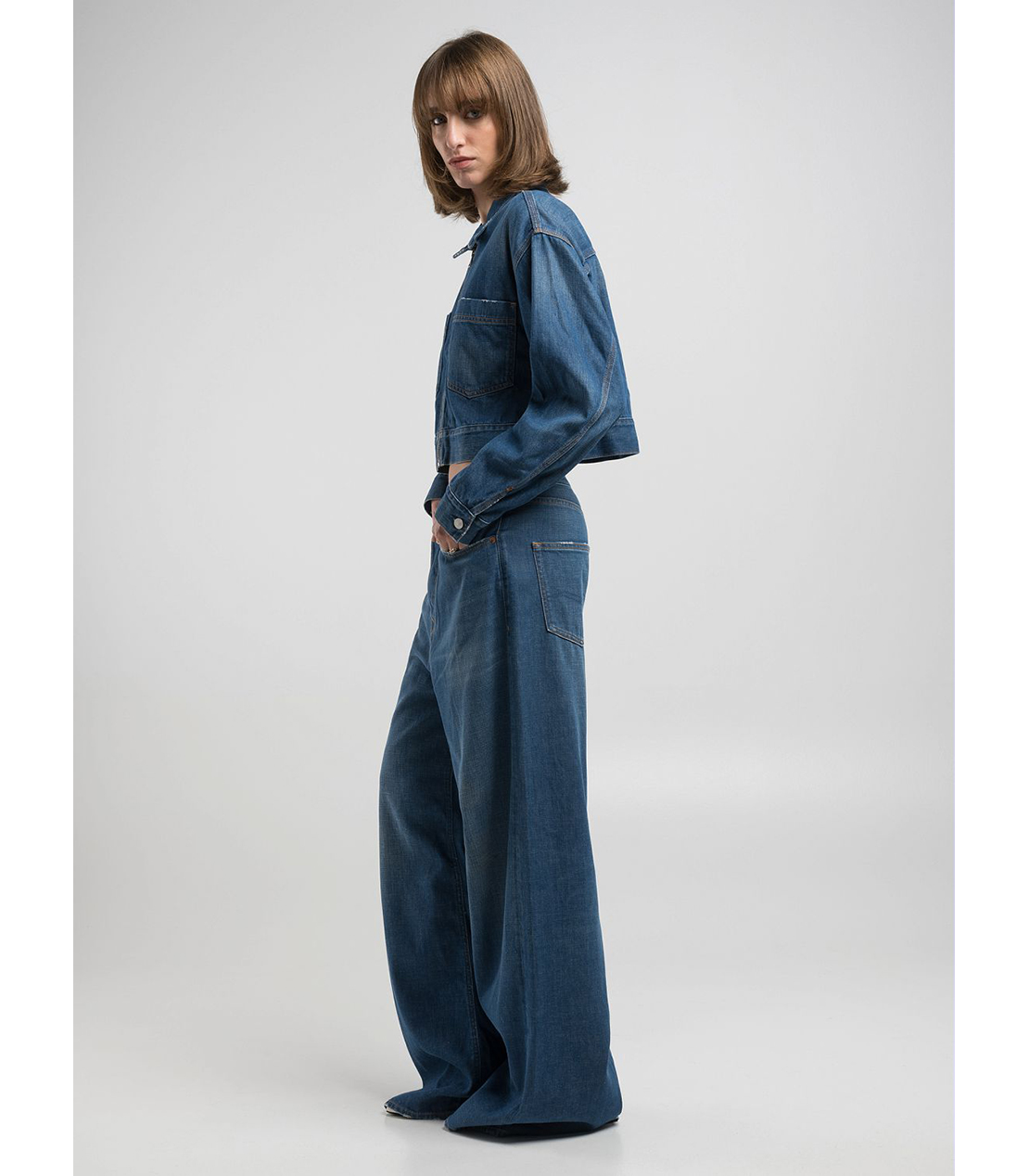 リサイクルクロップドデニムジャケット 詳細画像 ブルー 6